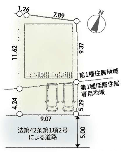 伊勢原市第2高森　新築戸建　全1棟1号棟の区画図