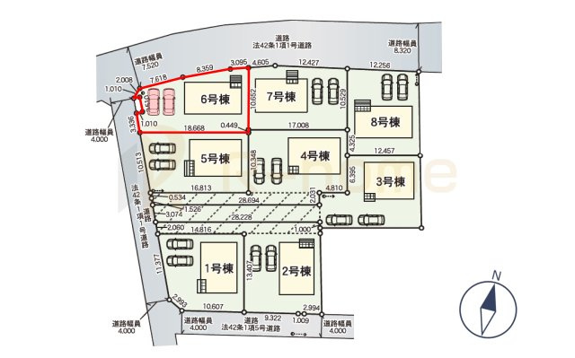 水戸市渡里町第5　新築戸建て　6号棟の区画図|大きなお買い物だからこそ、メリット・デメリットを伝えさせて頂きます。
R-homeにお任せください♪