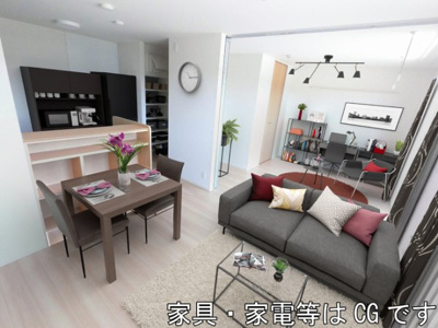 【居間・リビング】 | クレアシオン城北 | 家具家電等はＣＧです