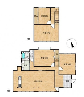 【間取り】 | 岐阜市上尻毛八幡！リビング30帖の開放感のある中古住宅！お車スペース4台可能！敷地88坪！ | 岐阜市上尻毛八幡！リビング30帖の開放感のある中古住宅！お車スペース4台可能！敷地88坪！