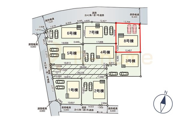 水戸市渡里町第5　新築戸建て　8号棟の区画図|大きなお買い物だからこそ、メリット・デメリットを伝えさせて頂きます。
R-homeにお任せください♪