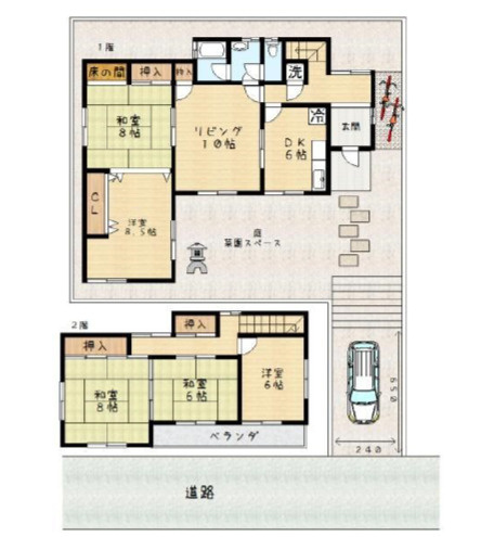 生駒市壱分町　貸家の間取り