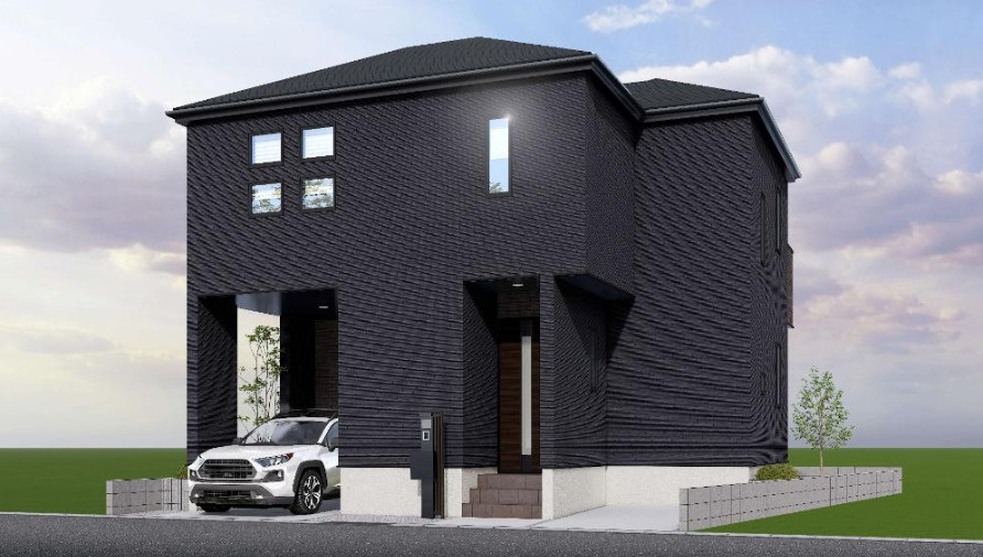 草加市谷塚上町 新築分譲住宅の外観パース