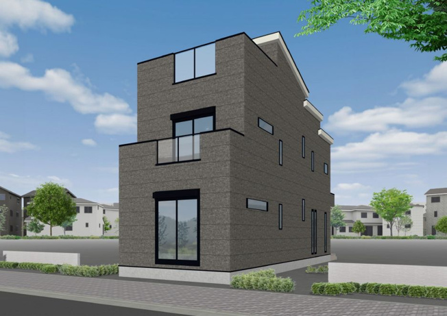 【外観パース】 | ～インフィーア Vol. 73　練馬区西大泉５丁目　ブランド新築戸建て～ | （南東側完成イメージ）シックな配色の外観デザインです