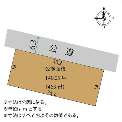 足利市八幡町１丁目の売地の土地図