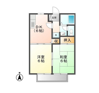 【間取り】 | マノワール永峯A | 2DK