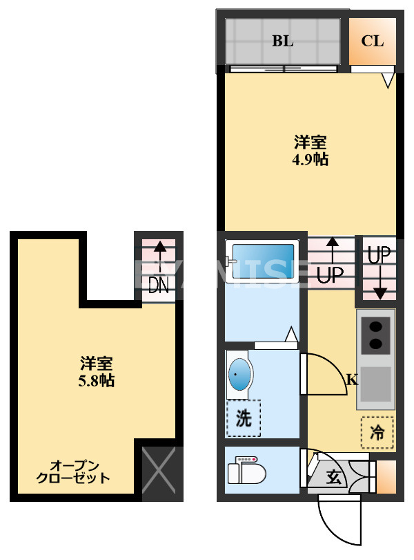 modern palazzo貝津FAVEURの間取り