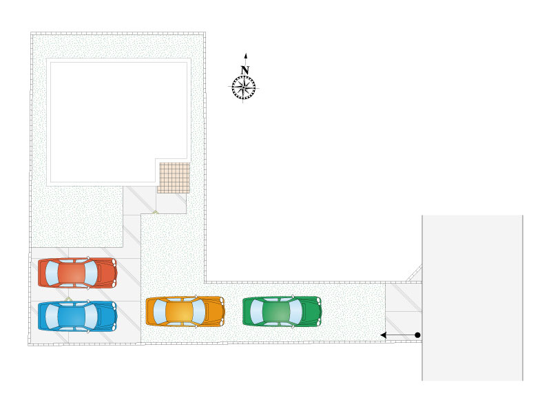 行田市向町２区画　１号棟　配置図　車４台駐車可能！