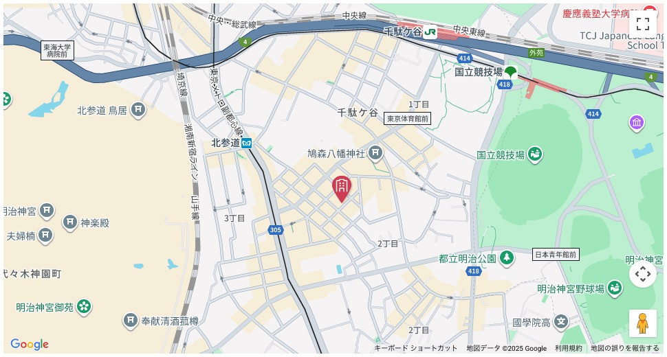 ★仲介手数料無料★ライオンズマンション千駄ヶ谷第二（新規リノベーション済み・角住戸・陽当たり良好）　の地図