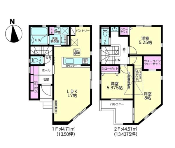 横浜市鶴見区馬場１丁目の新築一戸建の間取り