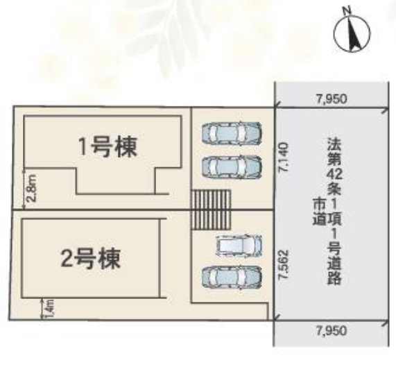 【区画図】 | 小牧市大字久保一色字山新田216-265『仲介料無料』新築戸建て | 2号棟