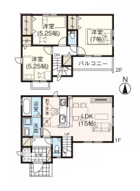 さいたま市東大宮　6期　新築一戸建て　グラファーレ　02の間取り|【全3棟・2号棟】さいたま市東大宮　6期　新築一戸建て　グラファーレ　02、3LDK、土地面積85.02m2、建物面積80.32m2