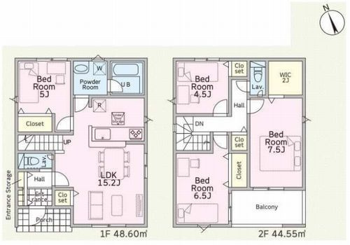 【間取り】 | 【仲介手数料０円】平塚市大神第18　新築一戸建て　全2棟 | 2号棟　平塚市大神第18　新築一戸建て　全2棟