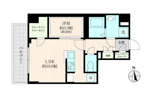 「防音マンション」GRAN PASEO 上野御徒町の間取り|防音室完備の1LDKです