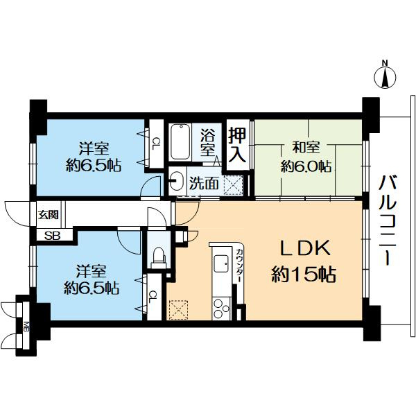 ライオンズマンション伏見の間取り|3LDＫ 壁芯71.35㎡の間取り。