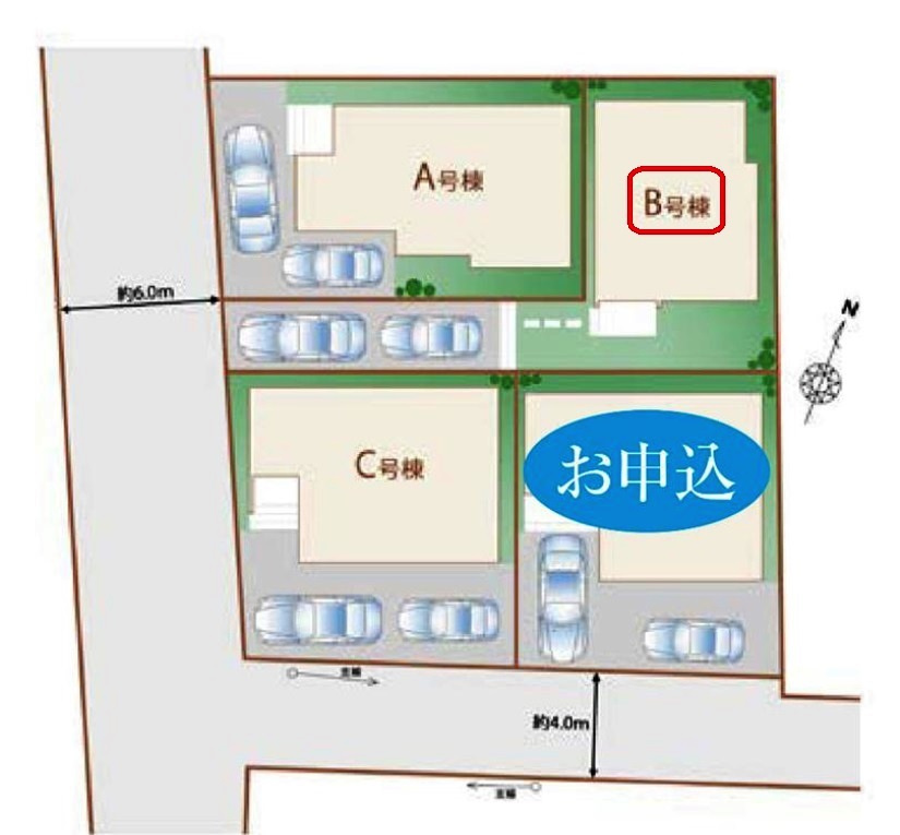 東村山市秋津町3丁目・全4棟　新築一戸建　B号棟　の区画図|【全4棟・B号棟】土地面積110.05平米（約33.29坪）