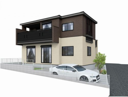 【外観】 | 【仲介手数料０円】小田原市扇町1丁目　新築一戸建て | 外観パース　小田原市扇町1丁目　新築一戸建て