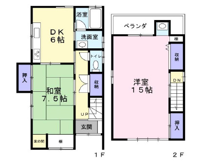 生駒市桜ケ丘貸家の間取り