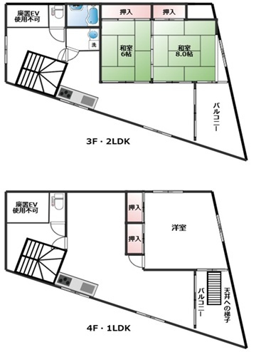 岡部ビル3F・4F貸家の間取り