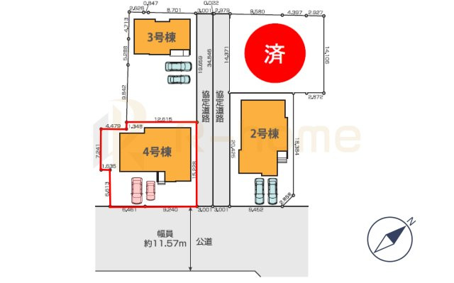 ひたちなか市足崎1期　新築戸建て　4号棟の区画図|大きなお買い物だからこそ、メリット・デメリットを伝えさせて頂きます。
R-homeにお任せください♪