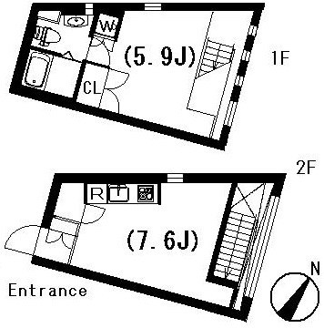 ラティエラ祐天寺　礼金0　駅近　メゾネットの間取り