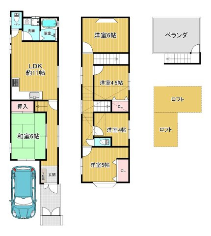 大阪市住吉区遠里小野7丁目　中古戸建の間取り
