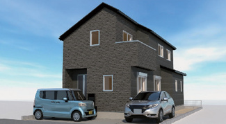 【外観パース】 | 【仲介手数料無料！！】日野市大坂上3丁目　新築戸建て（全2棟）2号棟　5380万円 | 本パースは、イメージ図につき、風景、建物、植栽などについては施工後の現物との差異が生じます
つきまして本パースによって生じたいかなる損害については一切責任を負いません