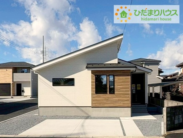 ひたちなか市足崎1期　新築戸建　2号棟の外観|デザイナーズのようなお洒落な外観です(^^♪