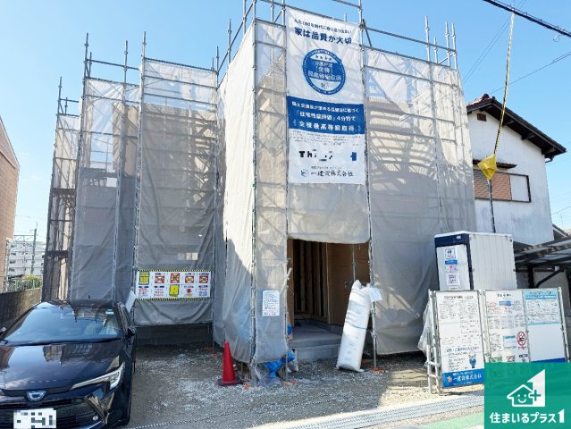 貝塚市久保　第9期　新築一戸建ての外観|現在建築中！落ち着いた街並みで新生活を始めることが出来そう！周辺の物件も併せてご紹介させて頂きます！