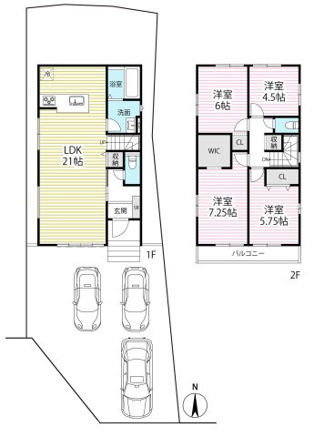 リビング２１帖４ＬＤＫ◆地下鉄線＆京阪線「御陵」駅徒歩２分◆駐車３台可能◆山科区御陵原西町２期の間取り