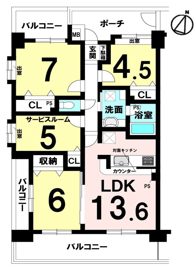 レーベンハイム吉川グランスクエアの間取り|間取図です