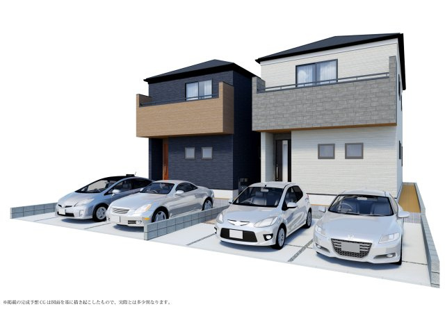 野田市山崎4期　新築戸建　1号棟の外観パース|2026年3月完成予定です(^^)