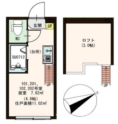 練馬区練馬３丁目のアパートの間取り