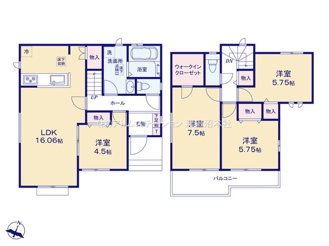 【間取り】 | アトムセレクト船橋市大穴南1丁目654番　A号棟