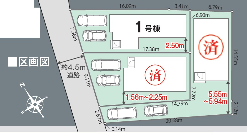 瑞穂町殿ケ谷　全3棟の区画図
