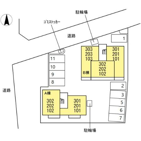 パライソ熱田六番町　B棟の区画図