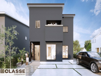 【外観パース】 | 城陽市寺田大谷　売土地　建築条件付き | 自由設計になりますので設計士と直接お話していただきオンリーワンのおうちづくりが可能です！需要の多いランドリールームも実現可能です。一緒に楽しくお家づくりをしていきましょう！