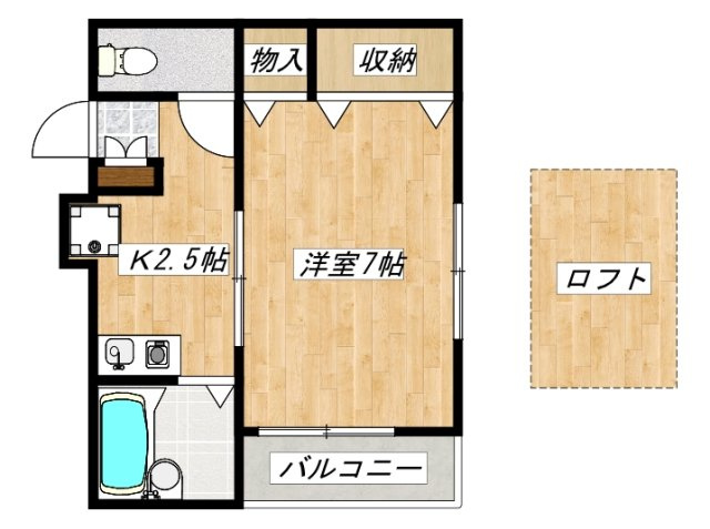 サンシャイン角田Ⅱの間取り|ロフト付き！