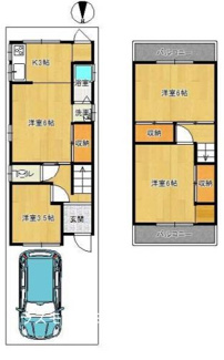 【間取り】 | 松原市北新町6丁目戸建駐車スペース付き