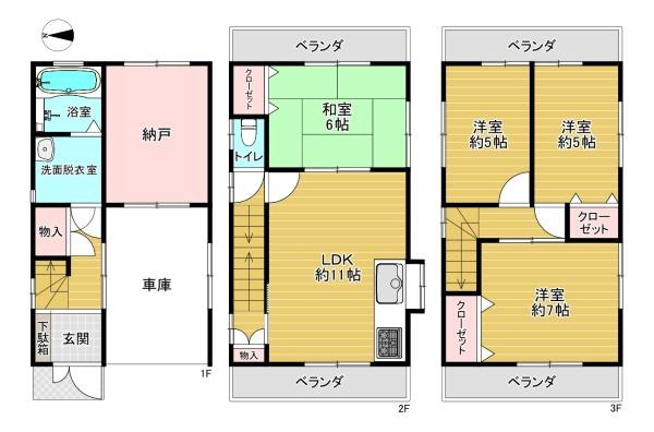 【間取り】 | 門真市三ツ島4丁目　中古戸建