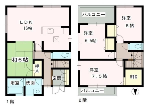 大和高田市大字市場の中古一戸建の間取り