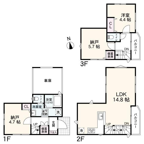 横浜市西区霞ケ丘の新築一戸建の間取り