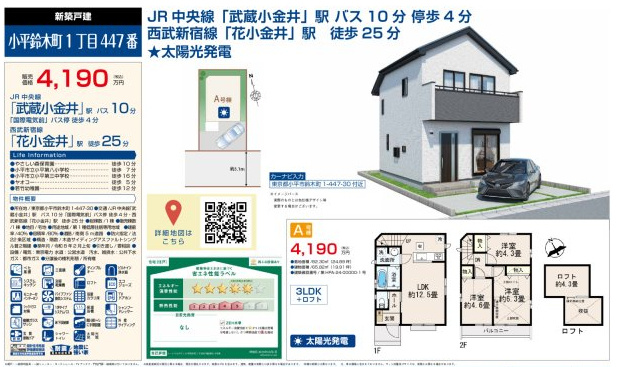 【Heartfull Town】小平鈴木町１丁目447番のその他|〇本物件の売主が作成した販売用図面です〇　