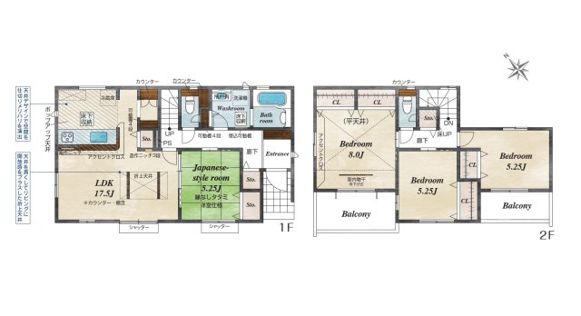 【間取り】 | 桐生市広沢町一丁目　ブルーミングガーデン　新築 | 全居室南向きのプランなので明るく過ごせます♪