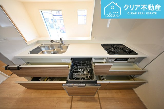 【キッチン】 | 桐生市広沢町一丁目　ブルーミングガーデン　新築 | 食器洗い乾燥機付きシステムキッチン。毎日の家事の負担を減らします！