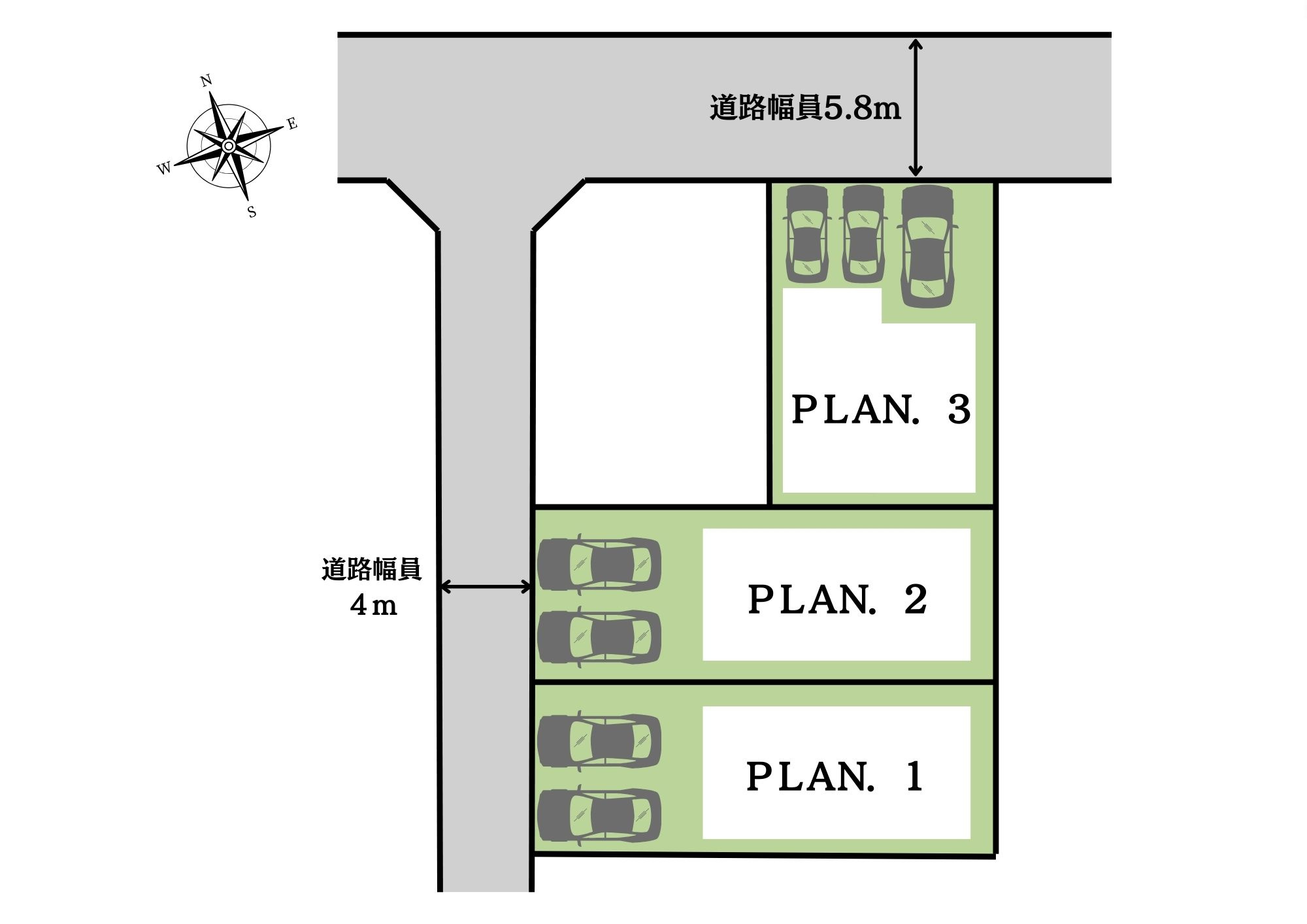 葵区羽鳥４丁目１期全３棟の区画図