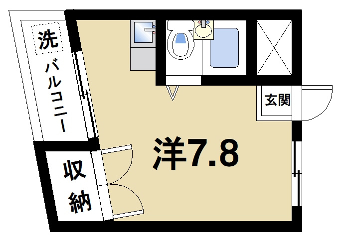コーポ萩の間取り|単身者向けの1Kになります