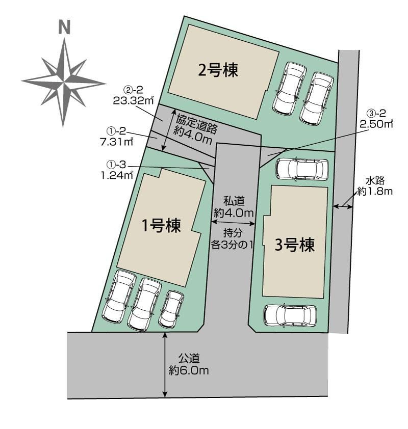 川越市今成2丁目　全3棟　新築戸建の区画図