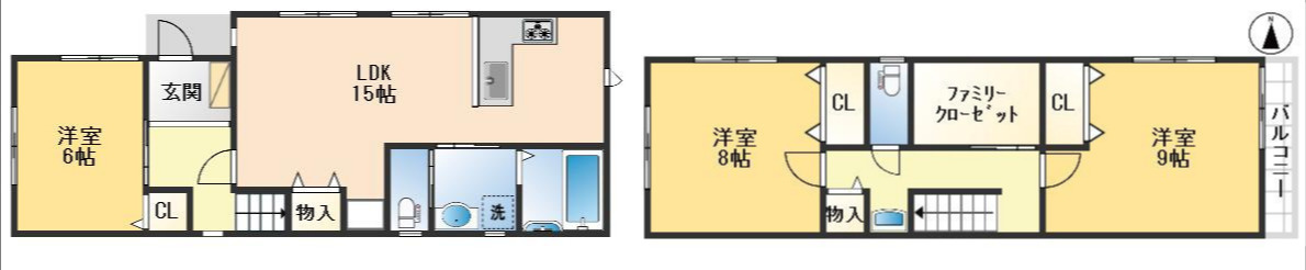 吹田市山手町３丁目　中古戸建の間取り