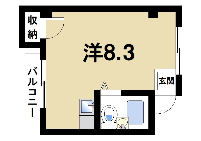 コーポ萩の間取り|1Ｒの間取りになります
